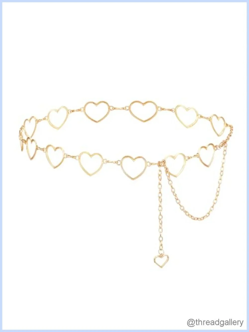 Rhinestone Heart Waist Chain Adjustable Gold Belt for Dress Jeans Bikini